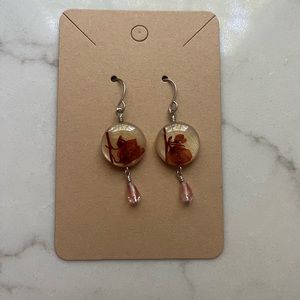 Pressed Flower and Sterling Wire Earrings
